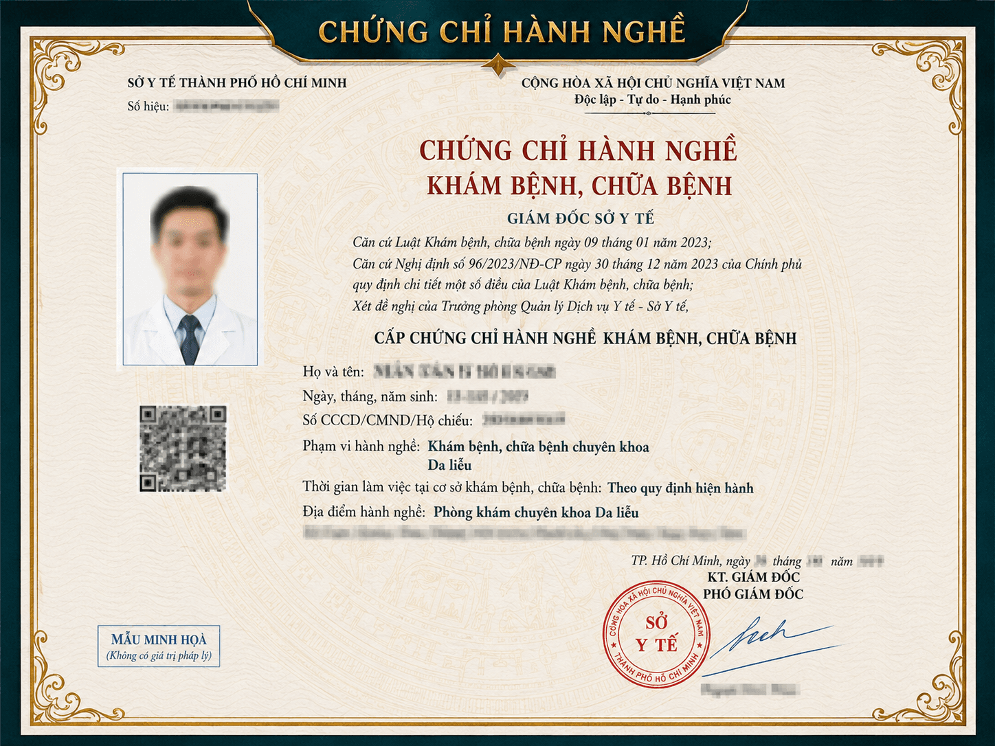 Mẫu minh họa — Chứng chỉ hành nghề