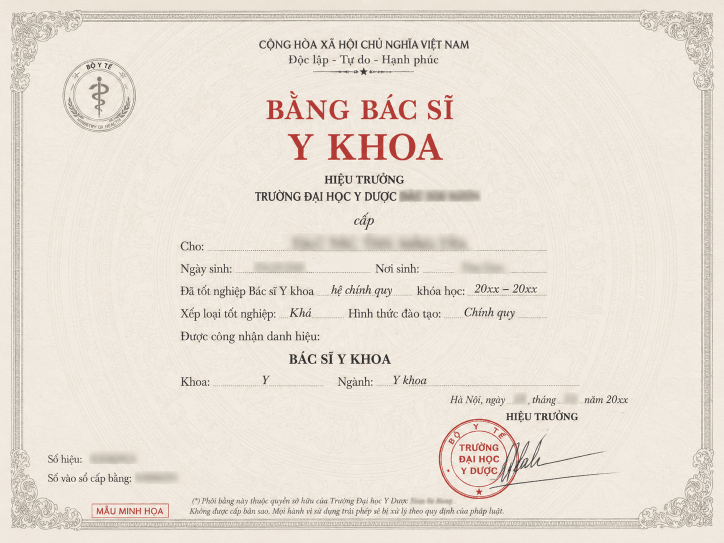 Mẫu minh họa — Bằng cấp chuyên môn